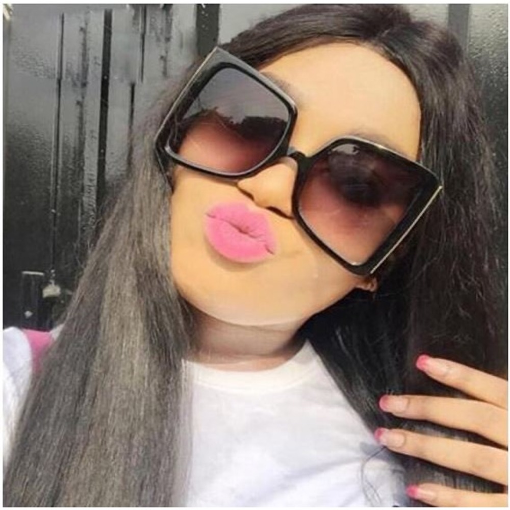 Oversized Square‎ Sunglasses Women Fashion Gold Lightning Bolt Frame Shades